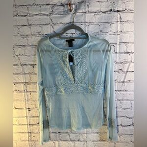 The Limited Light Blue Embellished Long Sleeve Blouse
